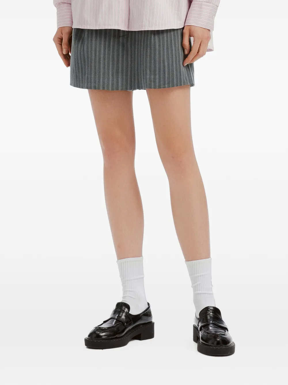 B+ab Pinstripe-pattern Pleated Shorts In Grey