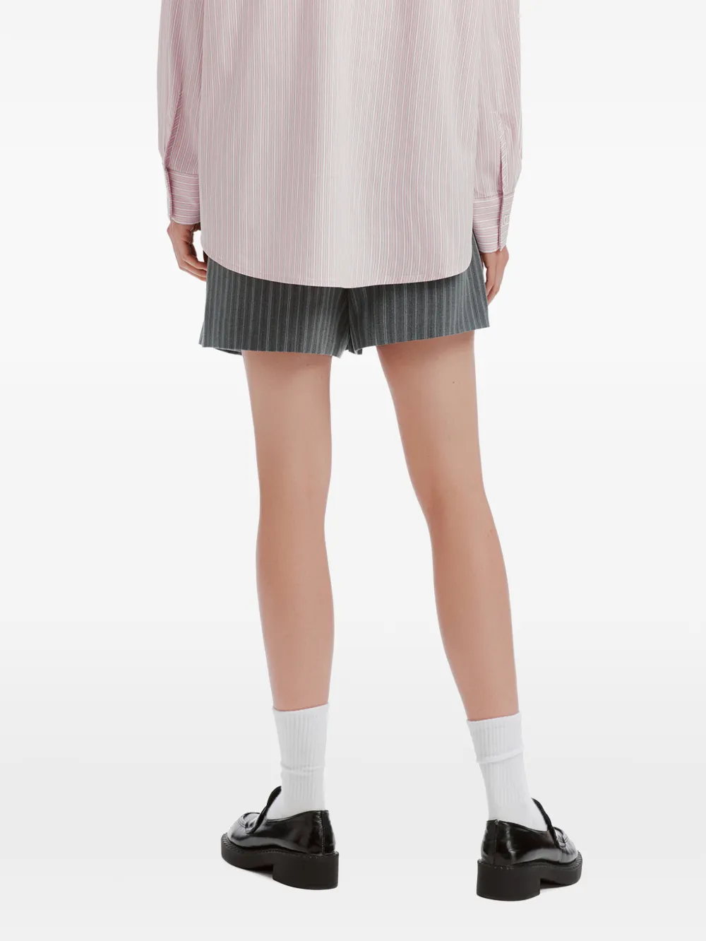 B+ab Pinstripe-pattern Pleated Shorts In Grey