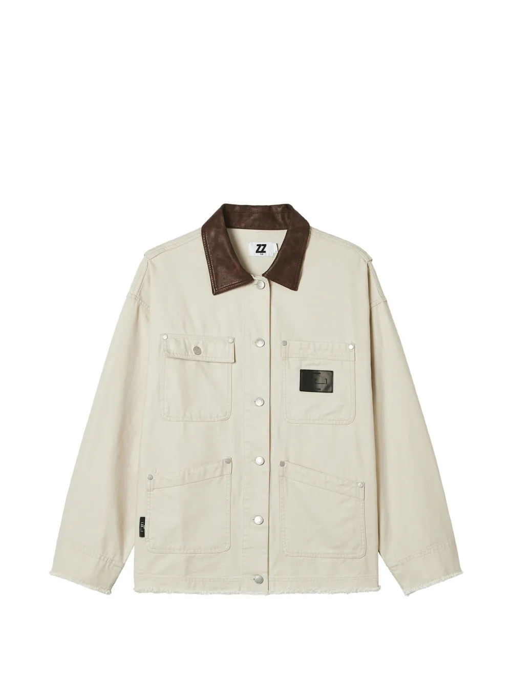 Izzue Raw-edge Contrast-collar Jacket In Neutral