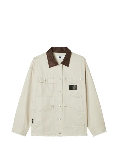 izzue raw-edge contrast-collar jacket