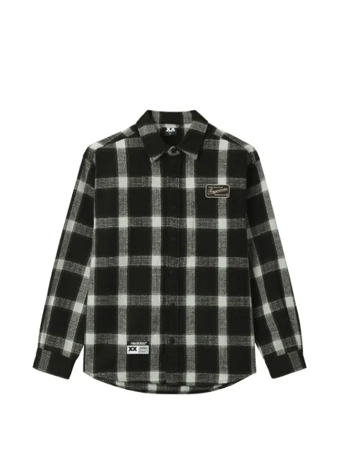 FINGERCROXX check-print logo-patch shirt