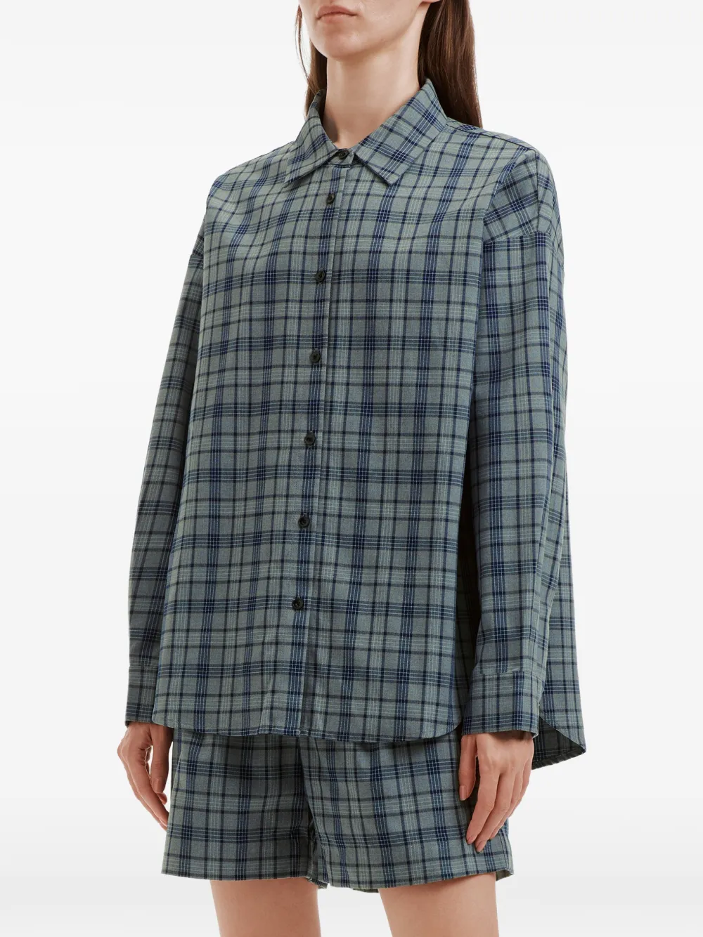 b+ab Twee geruite shorts Grijs