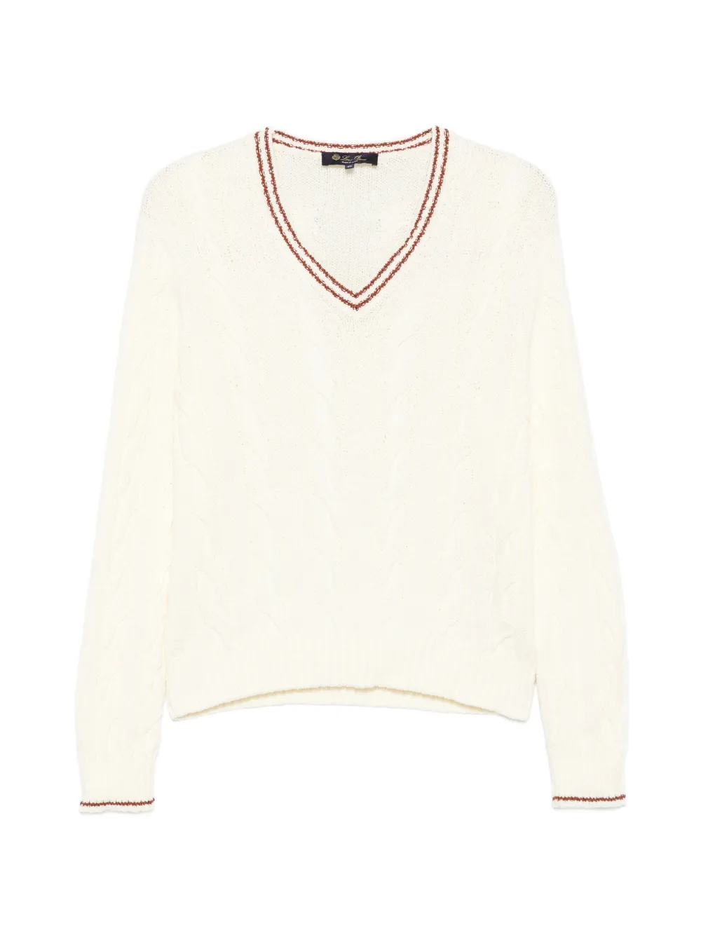 Loro Piana Maglione Augusta in maglia a trecce con scollo a V - Toni neutri