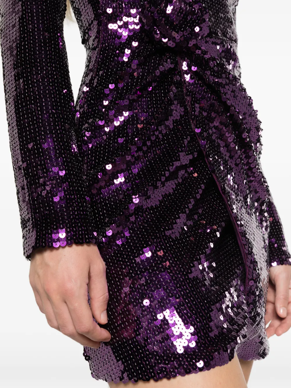 ROTATE BIRGER CHRISTENSEN sequin long-sleeve mini dress Paars