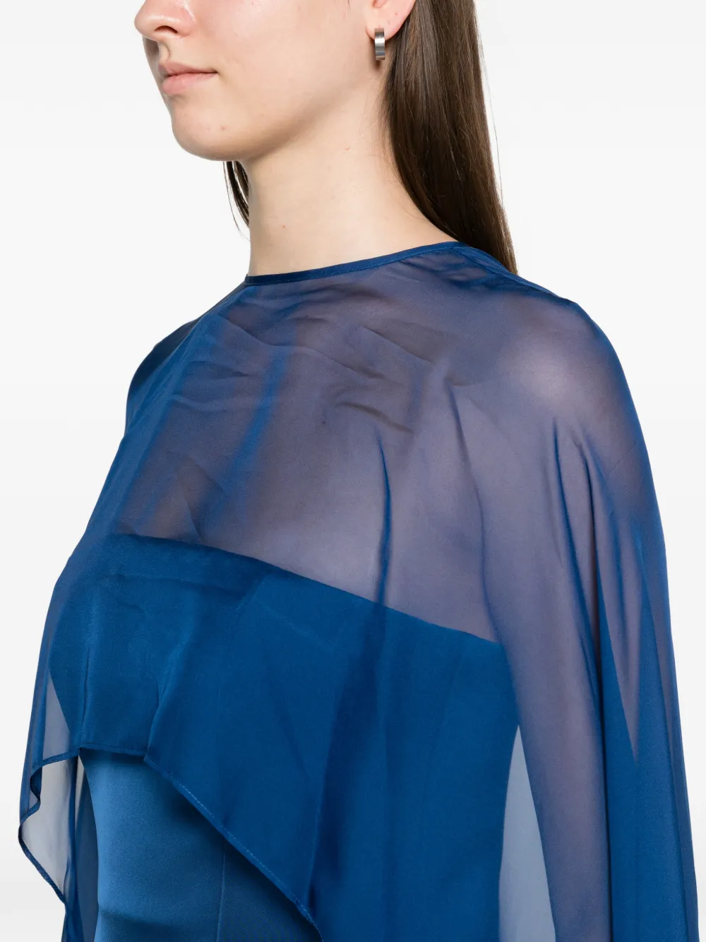 SIMKHAI Fiora organza cape gown Blauw