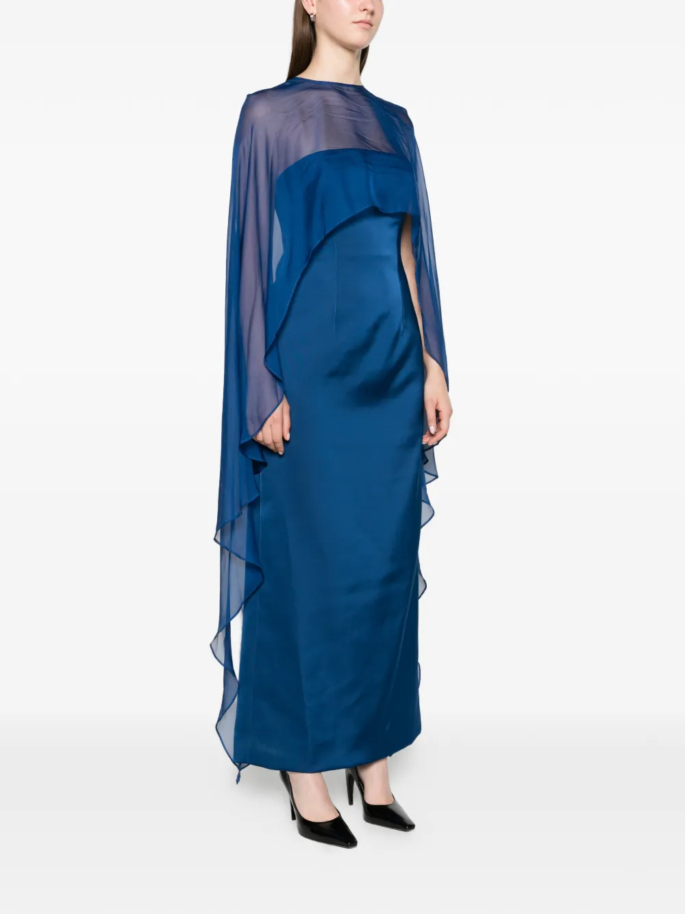 SIMKHAI Fiora organza cape gown Blauw