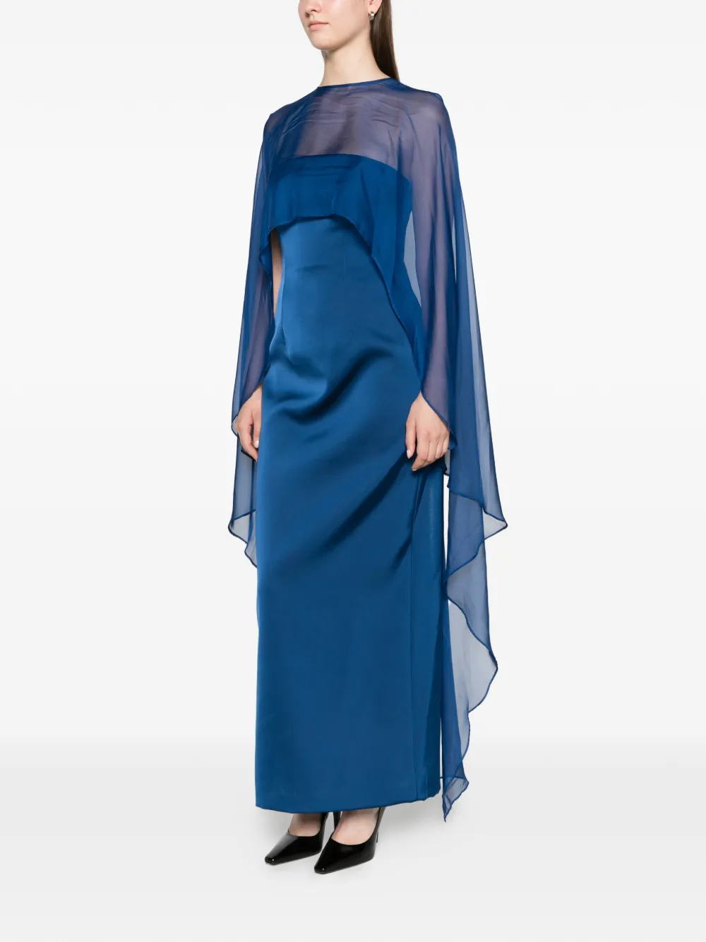 SIMKHAI Fiora organza cape gown Blauw