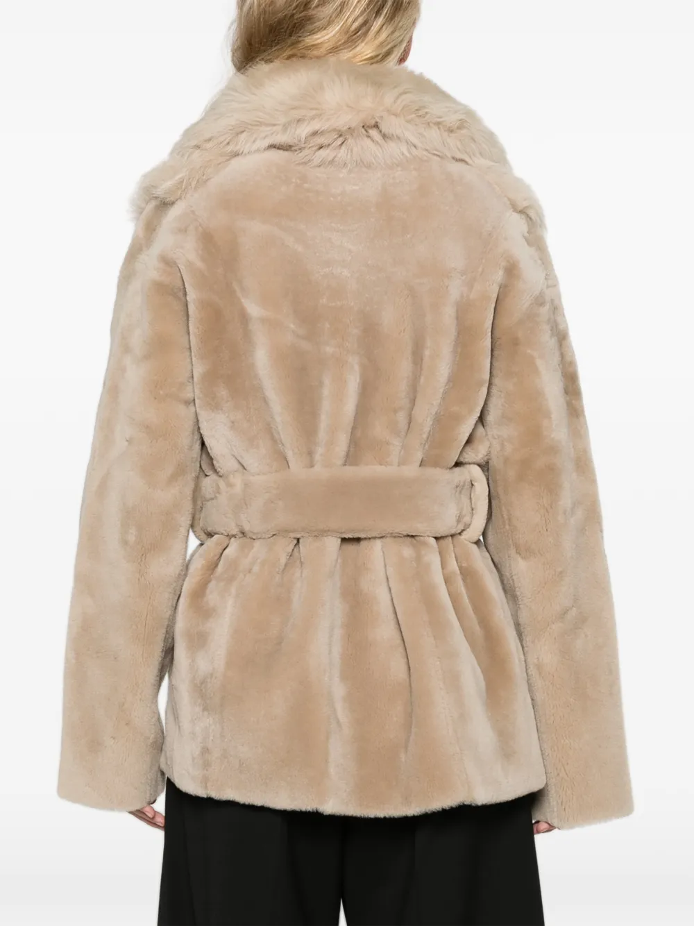 FENDI Lammy jas met ceintuur Beige