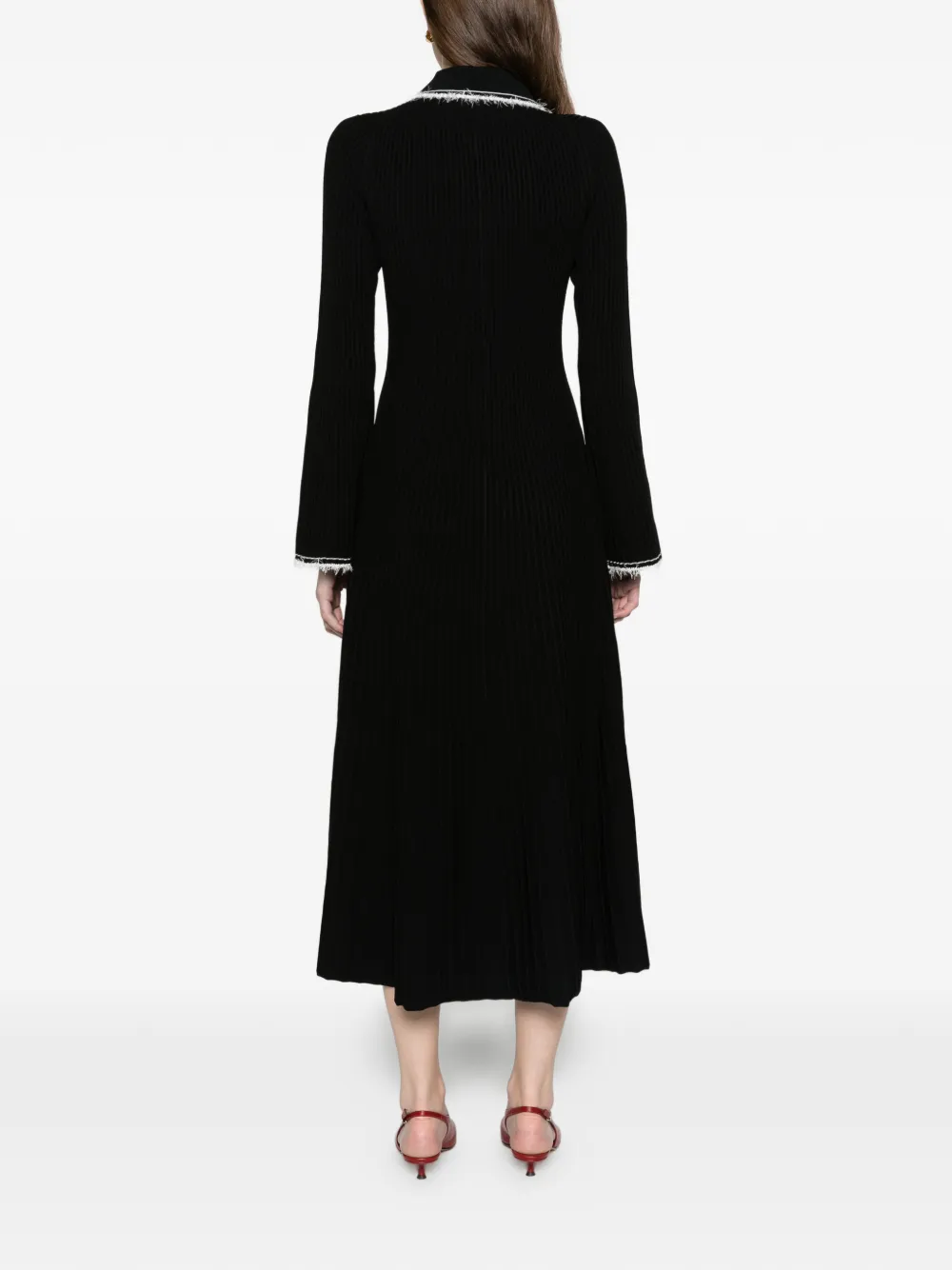 SIMKHAI Oriela compact knit midi dress Zwart