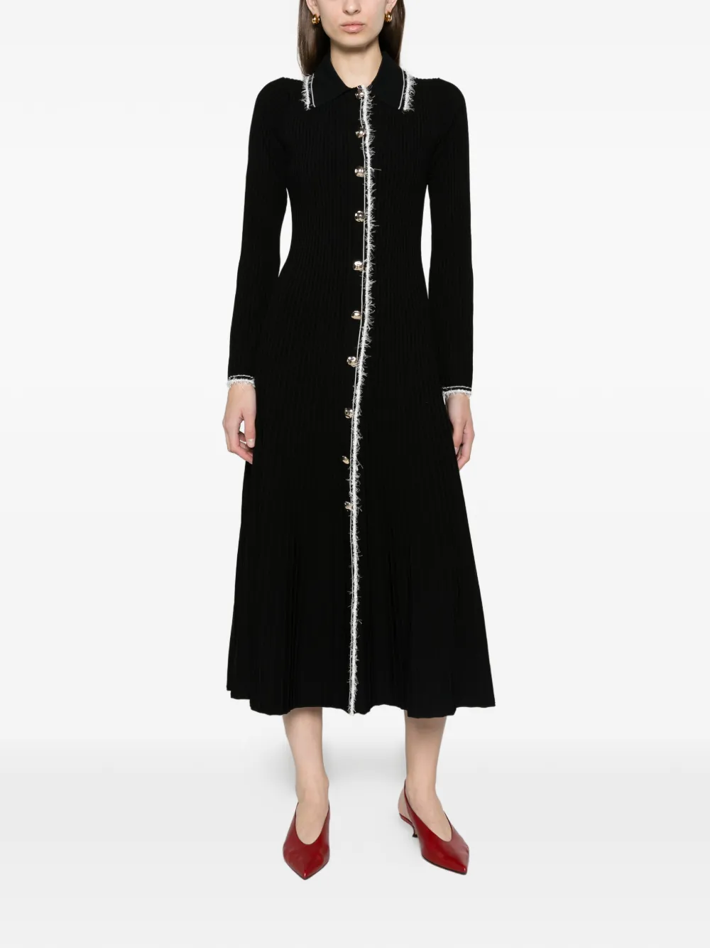 SIMKHAI Oriela compact knit midi dress Zwart