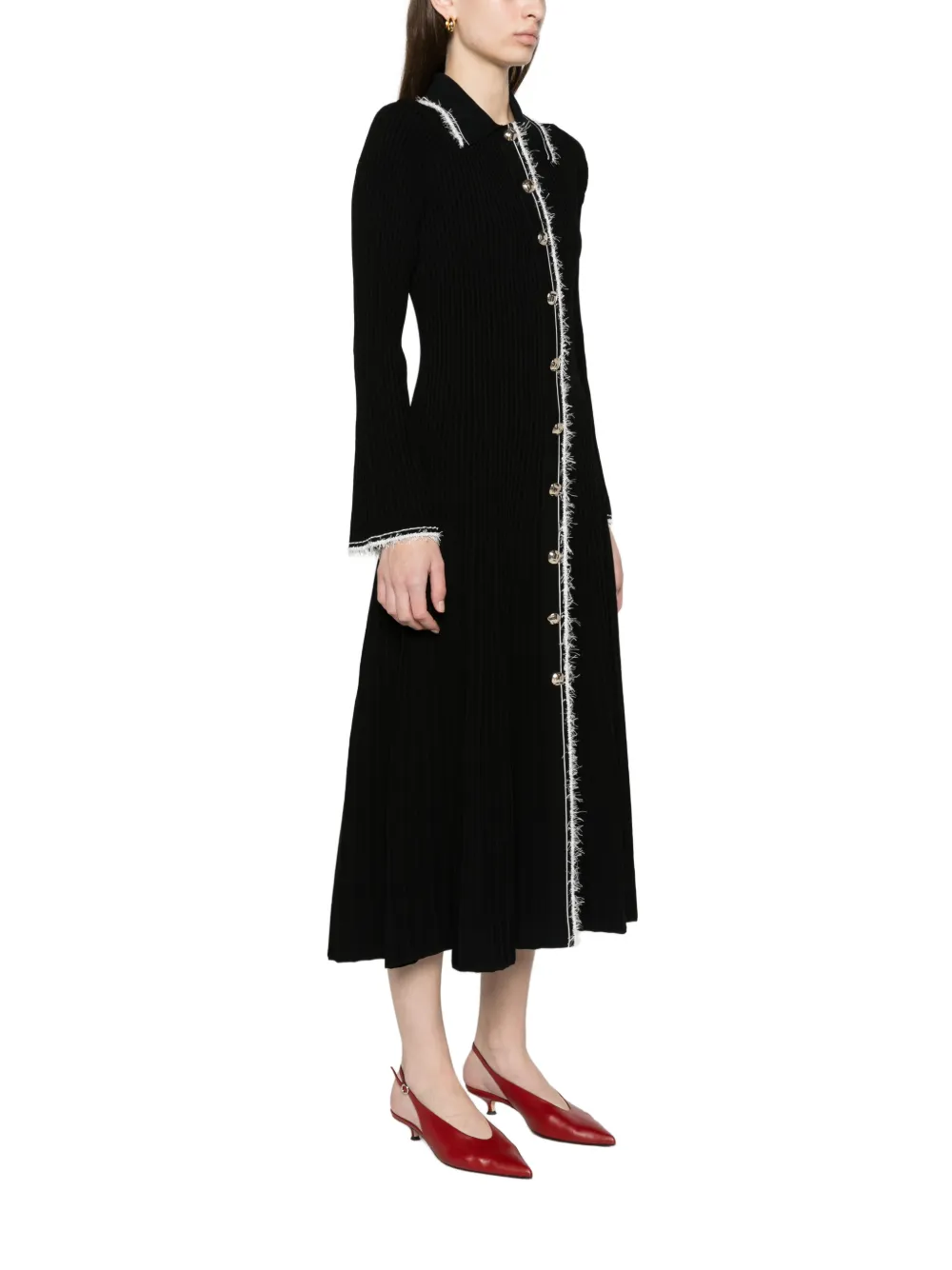SIMKHAI Oriela compact knit midi dress Zwart