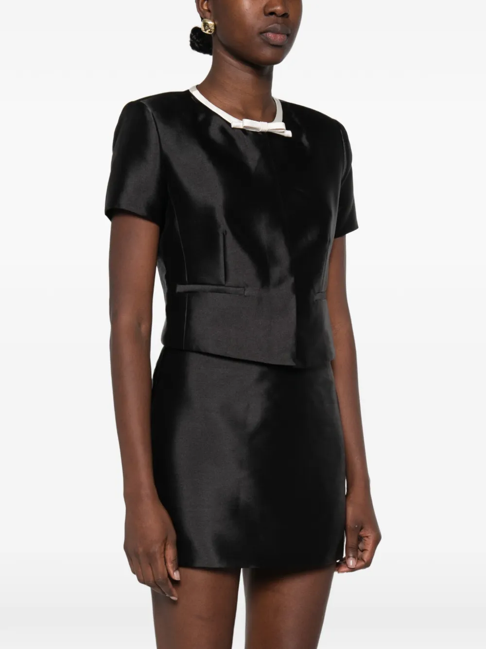 SIMKHAI Naelle bow-detail top Zwart