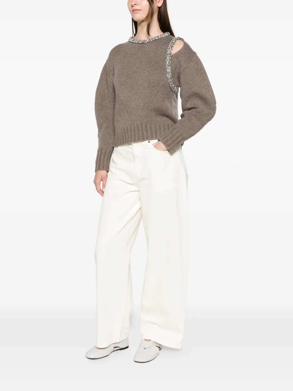 SIMKHAI Monroe embellished cut-out sweater Bruin