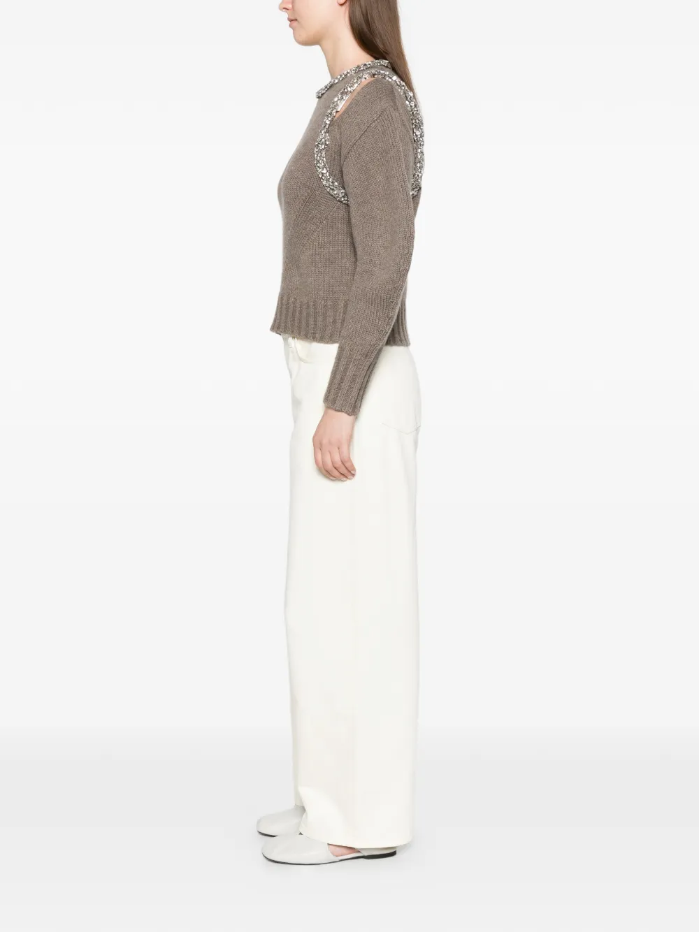 SIMKHAI Monroe embellished cut-out sweater Bruin