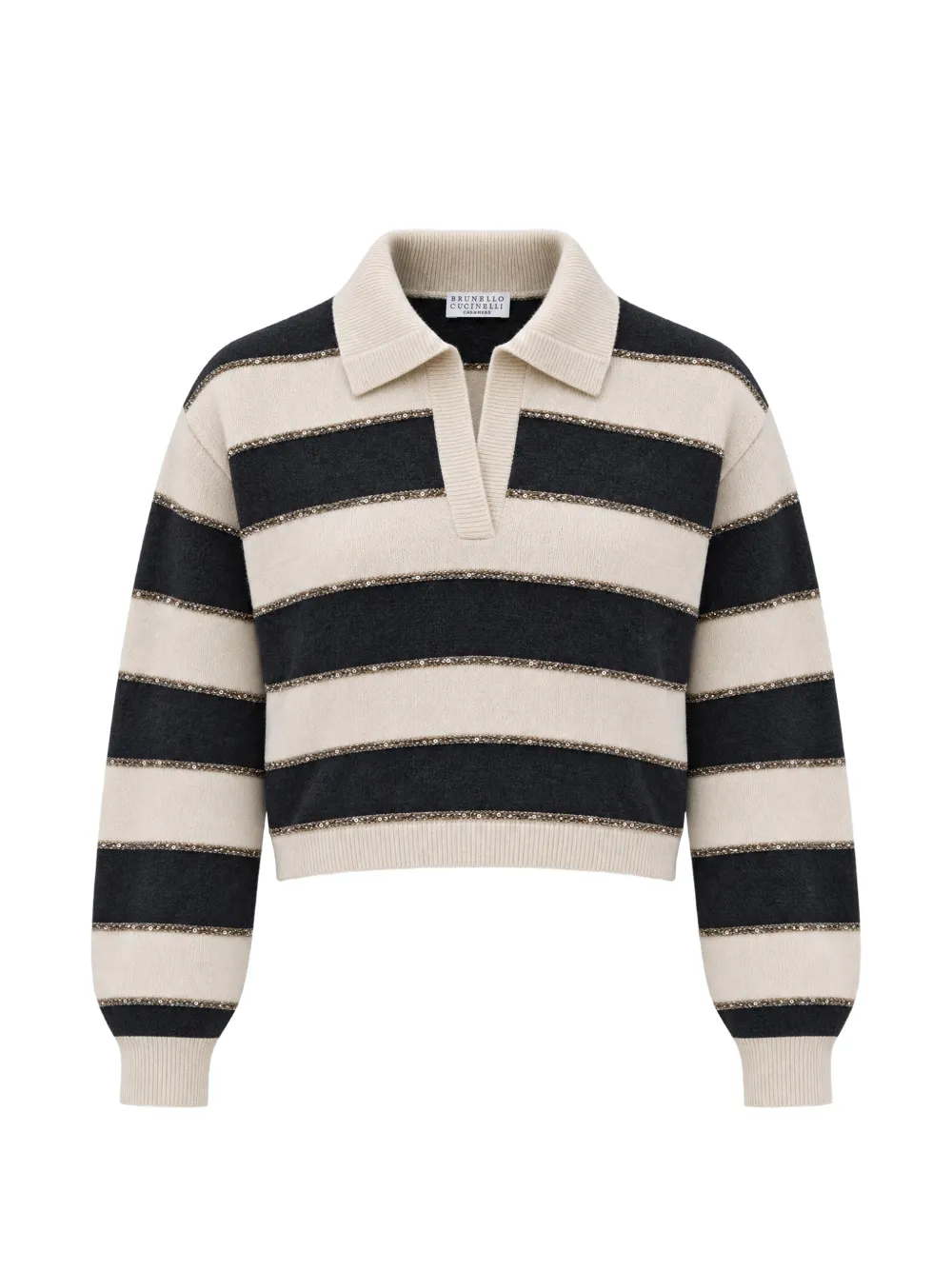 Brunello Cucinelli sequin-embellished striped sweater - Toni neutri