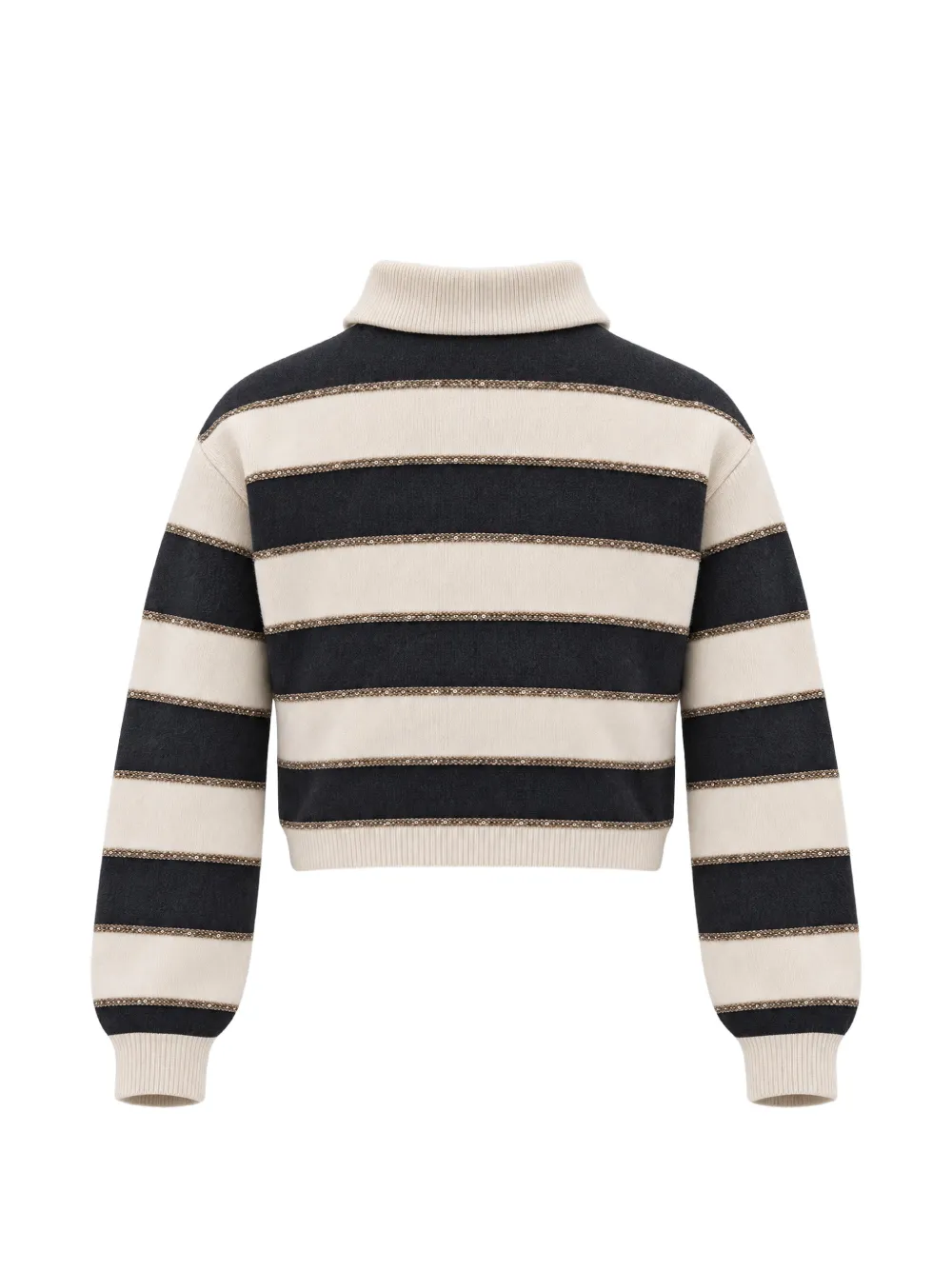 Brunello Cucinelli sequin-embellished striped sweater Beige