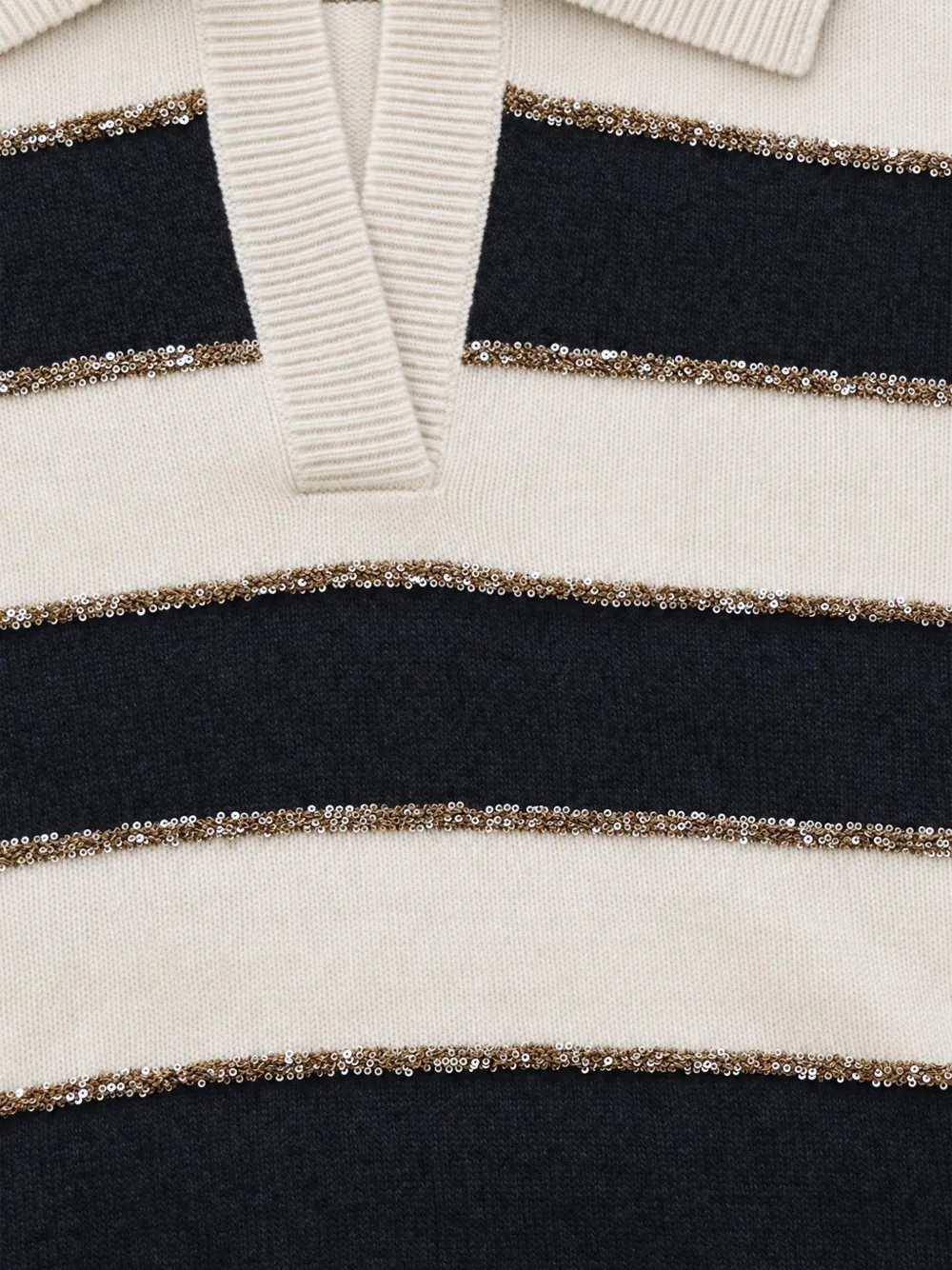 Brunello Cucinelli sequin-embellished striped sweater Beige