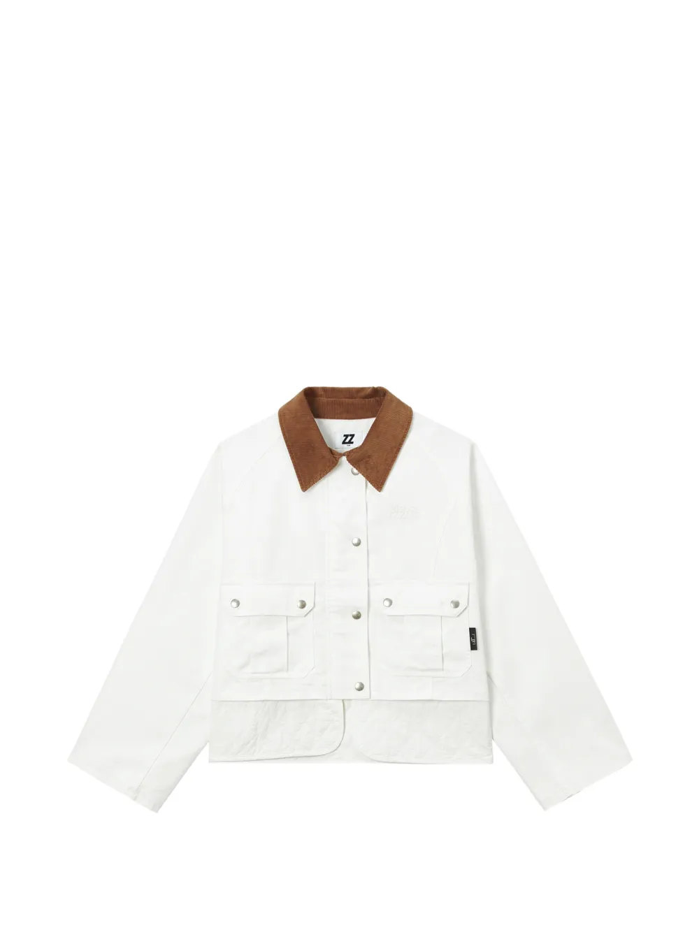 izzue corduroy-collar panelled jacket - Bianco