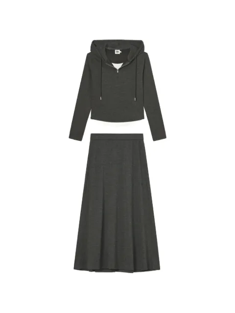 b+ab hooded two-piece skirt set