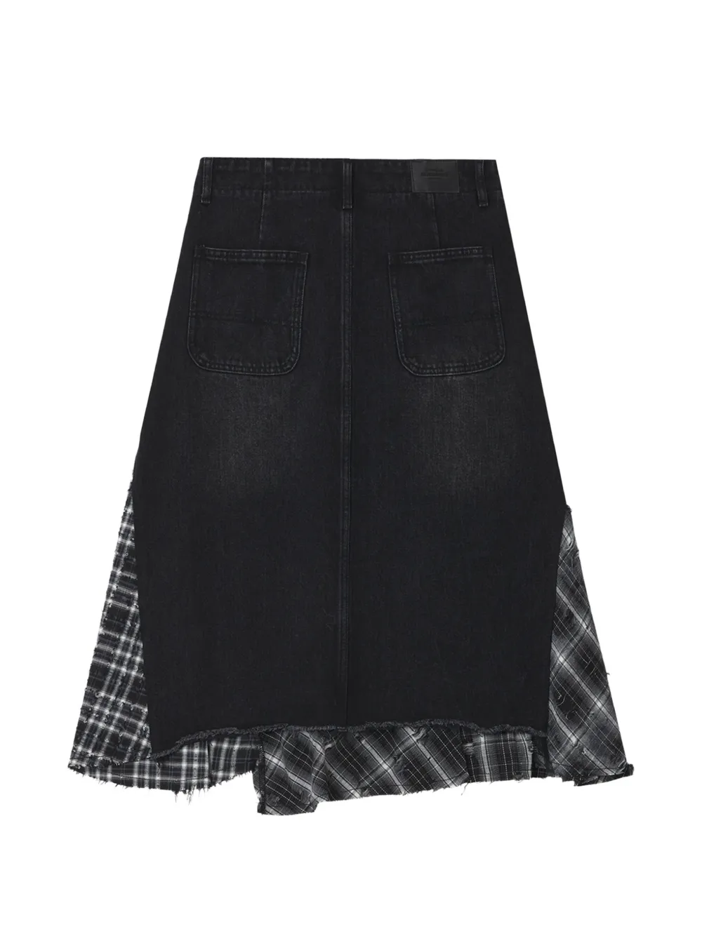 Musium Div. Verweerde patchwork midi-rok Zwart