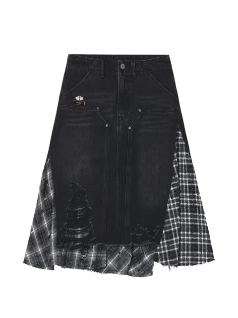 Musium Div. distressed patchwork midi skirt