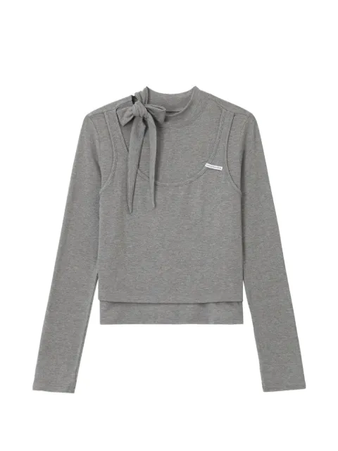 izzue bow-detail layered long-sleeve top