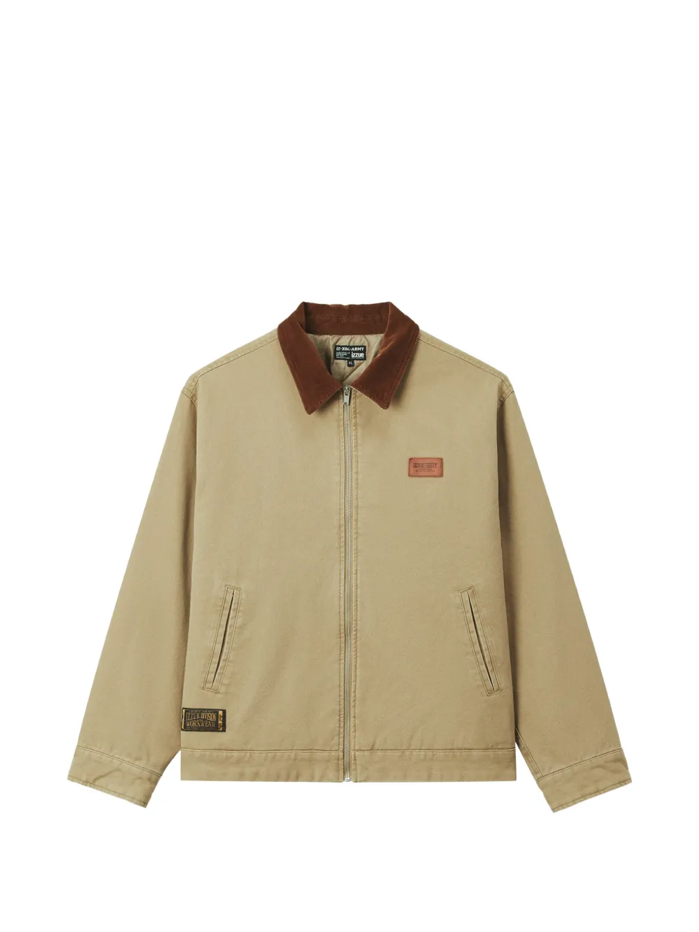 Izzue Corduroy-collar Zip-up Jacket In Green