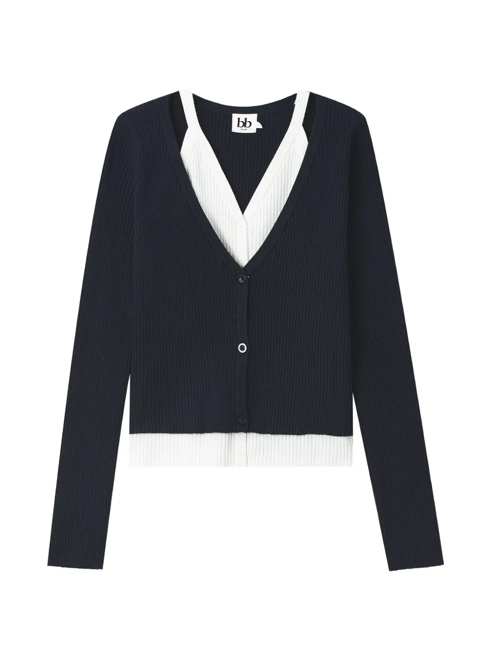 b+ab ribbed layered cardigan - Blu