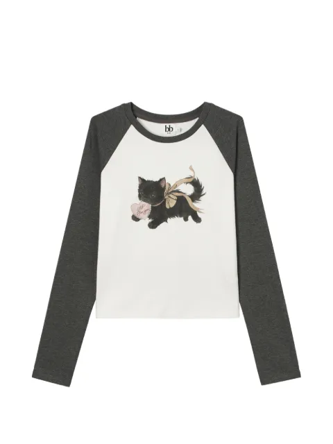 b+ab cat-print long-sleeve T-shirt