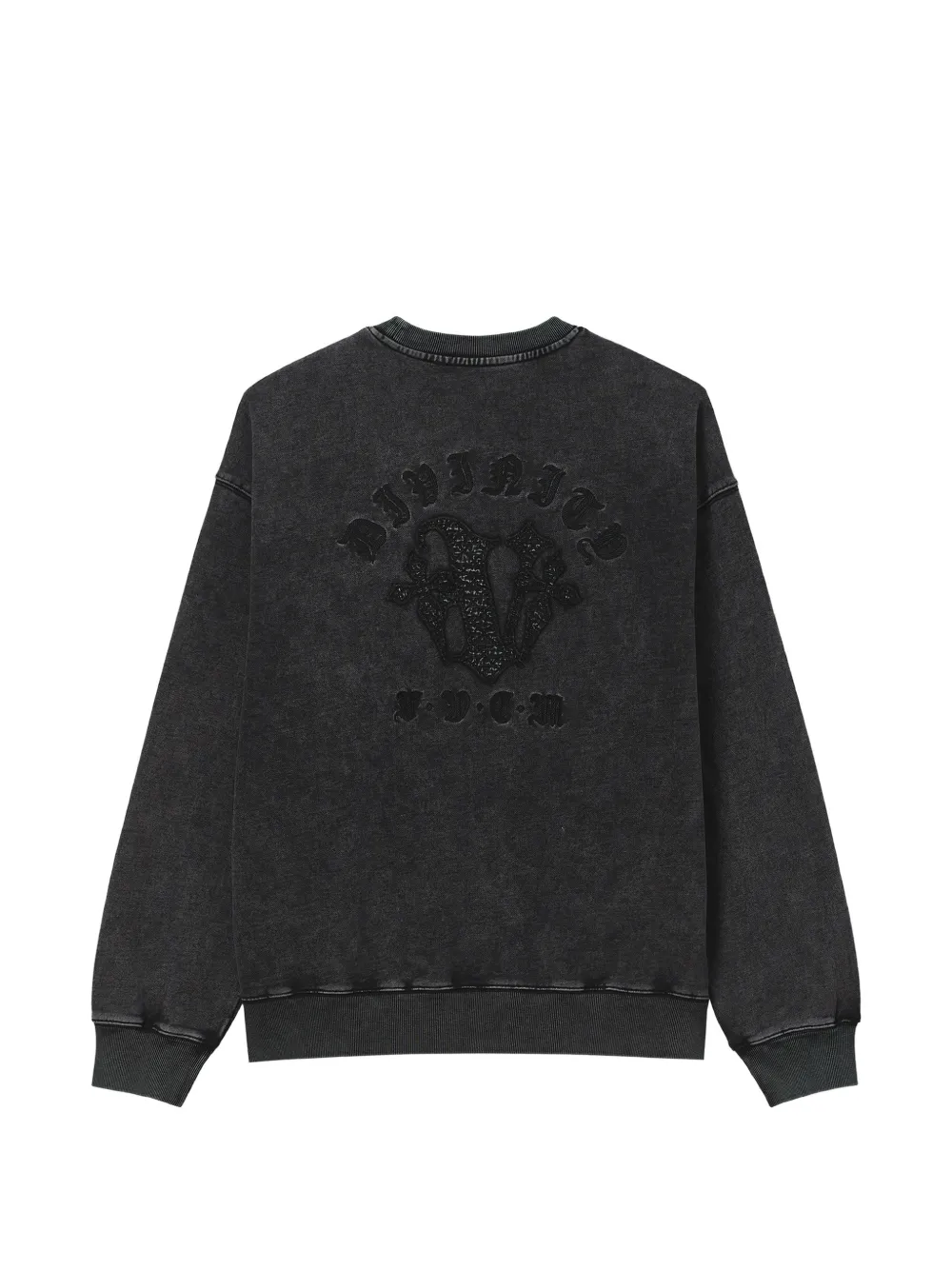 FIVE CM Trui met geborduurd logo en acid-wassing Zwart