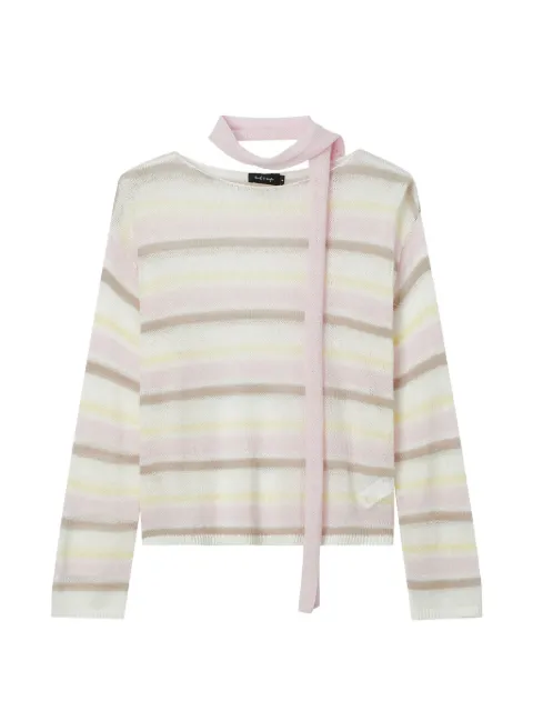 tout a coup scarf-detail striped sweater