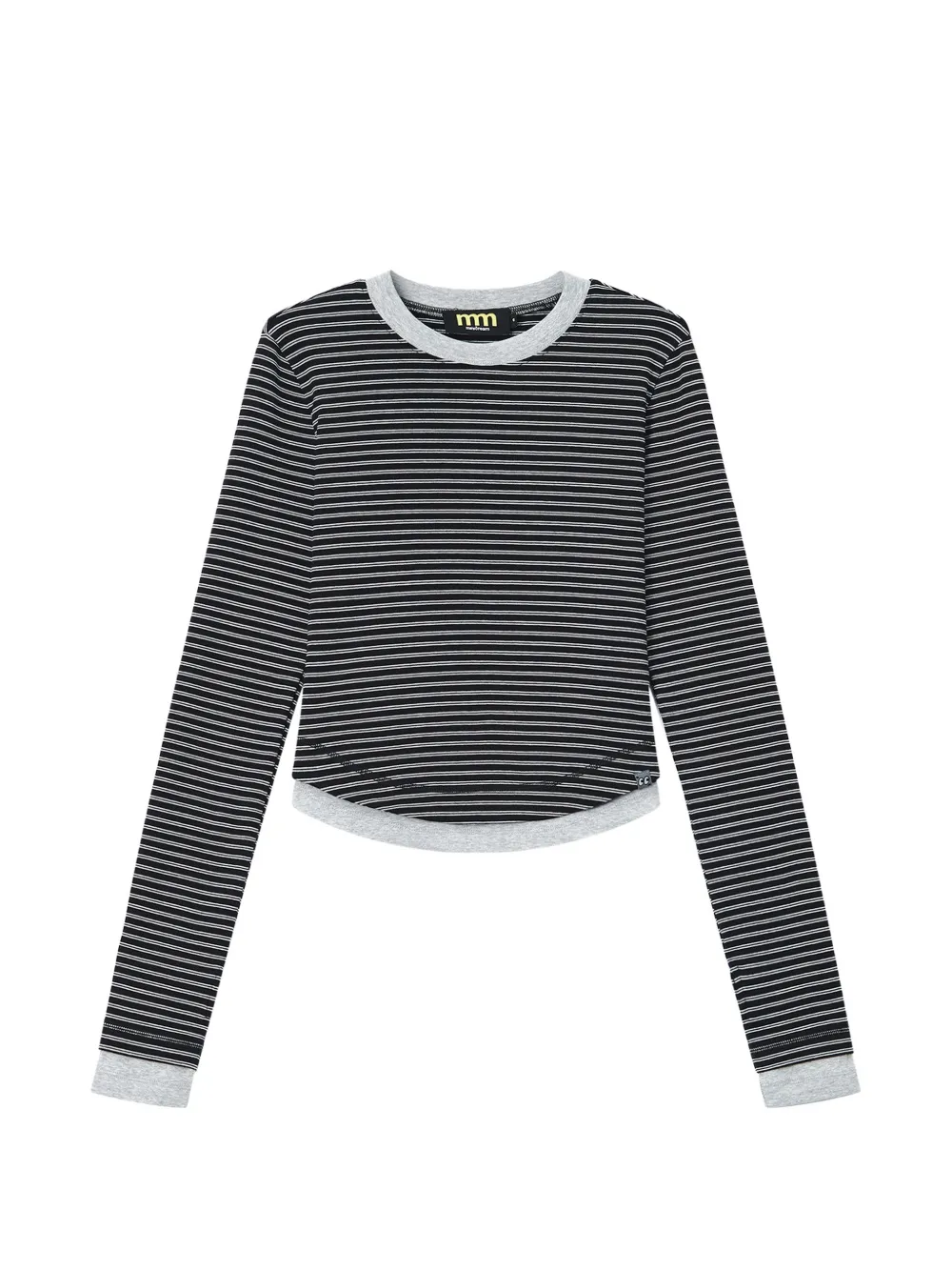 Mini Cream striped layered-effect T-shirt
