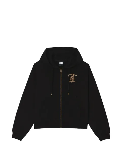 FINGERCROXX logo-embroidered zip-up hoodie