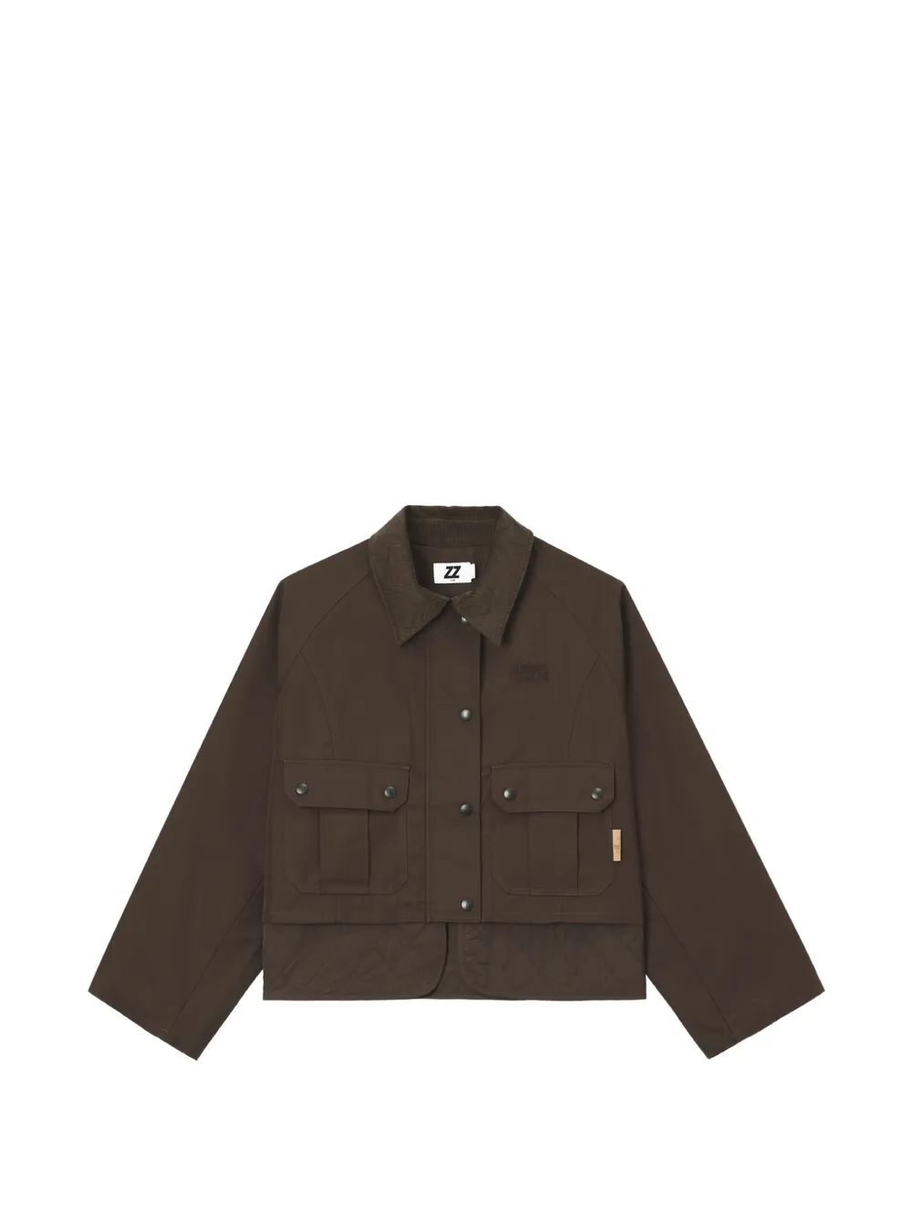 izzue quilted-panel corduroy-collar jacket - Marrone