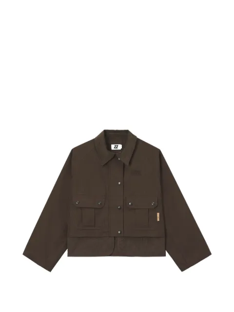 izzue quilted-panel corduroy-collar jacket