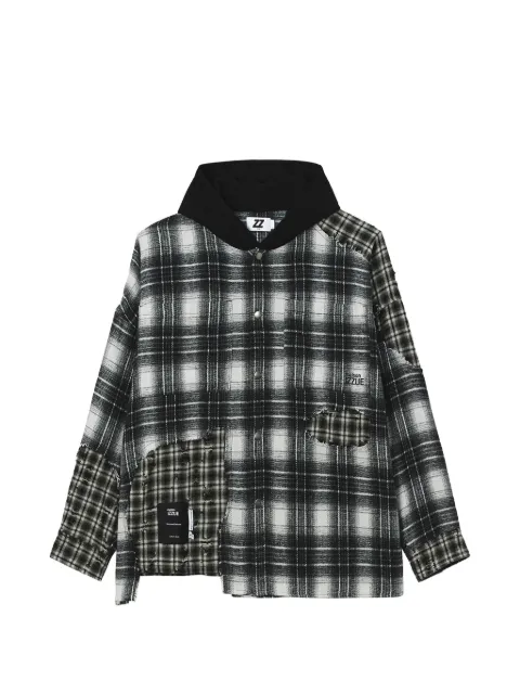 izzue check-pattern hooded shirt