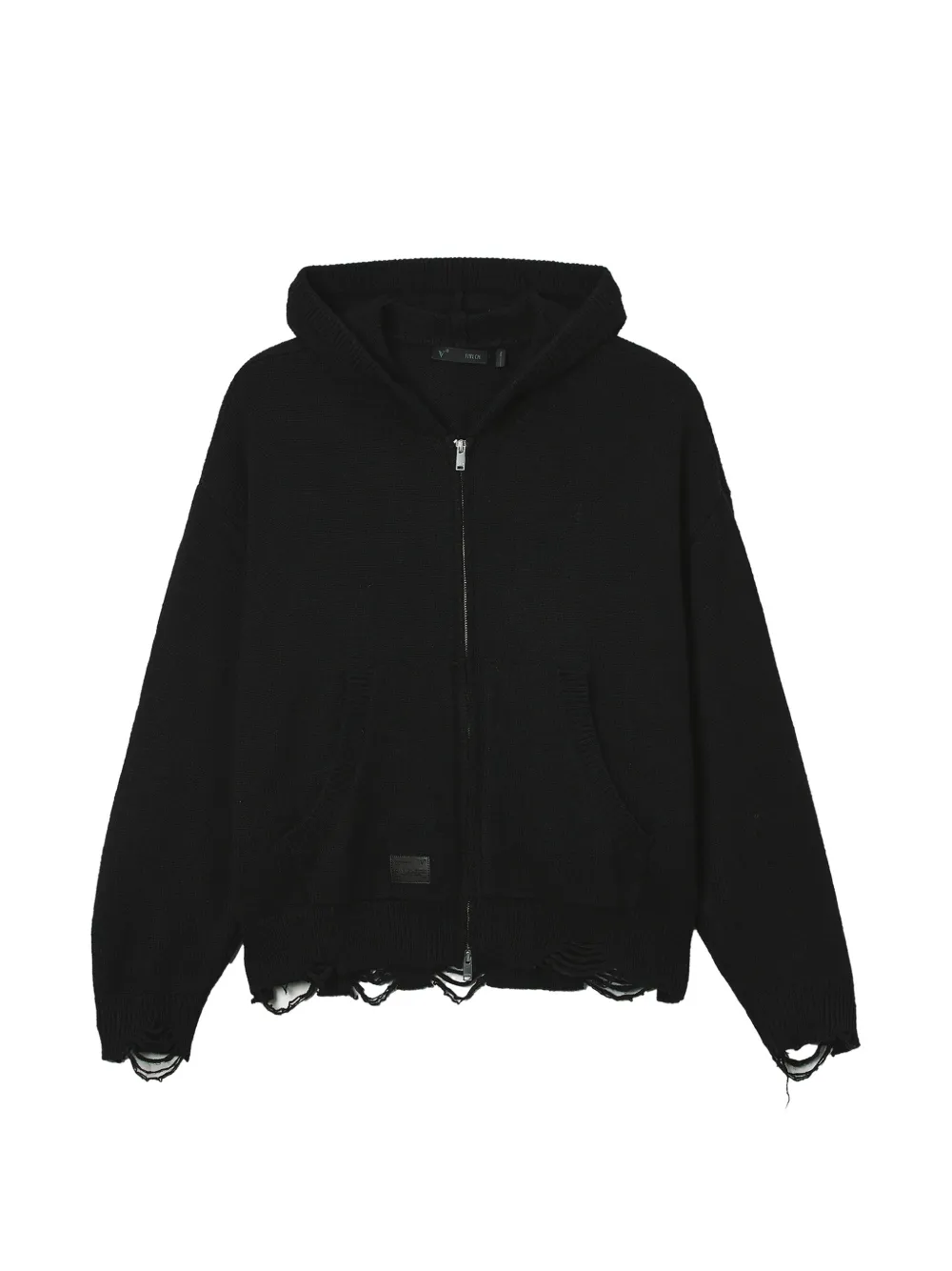 FIVE CM Gerafelde hoodie met skeletpatroon Zwart