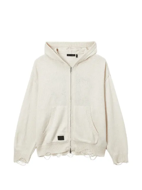 FIVE CM distressed skeleton-intarsia hoodie