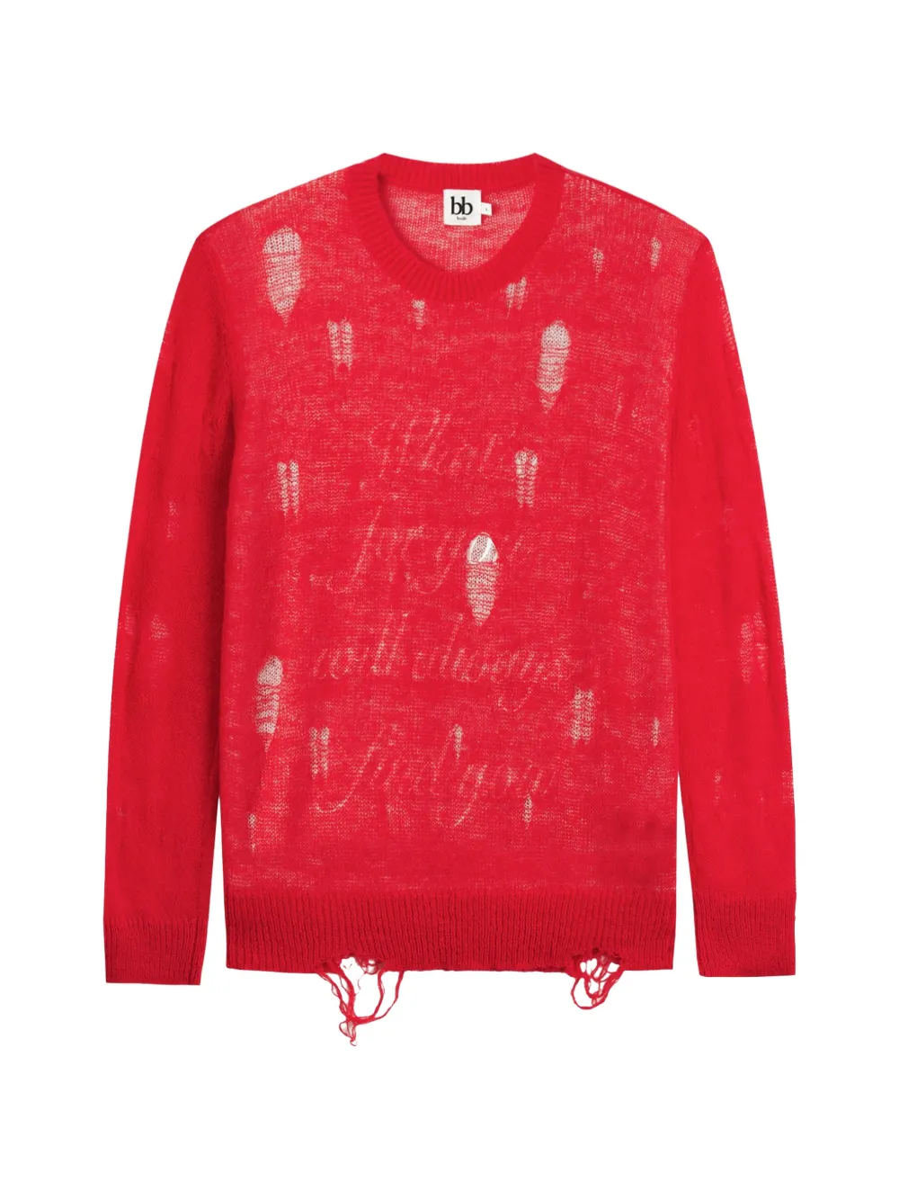 b+ab distressed semi-sheer sweater - Rosso