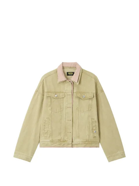 Mini Cream chaqueta vaquera con parche del logo