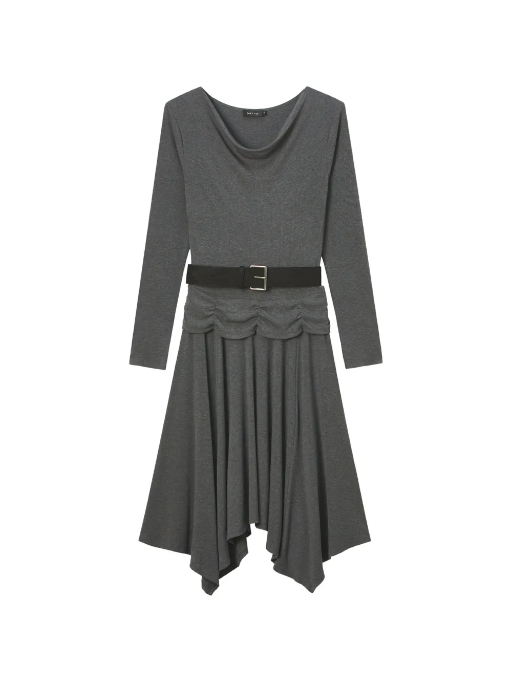 tout a coup belted handkerchief-hem midi dress - Grigio