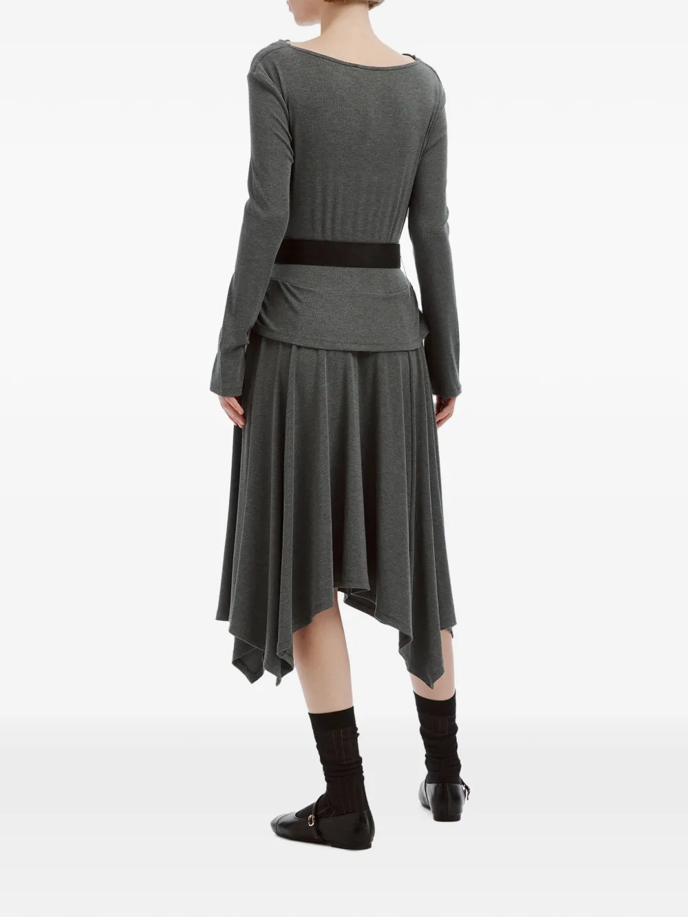 tout a coup Midi-jurk met ceintuur Grijs