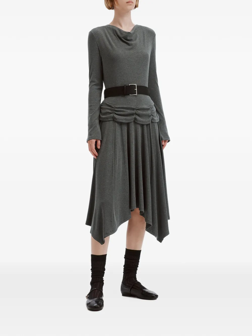 tout a coup Midi-jurk met ceintuur Grijs