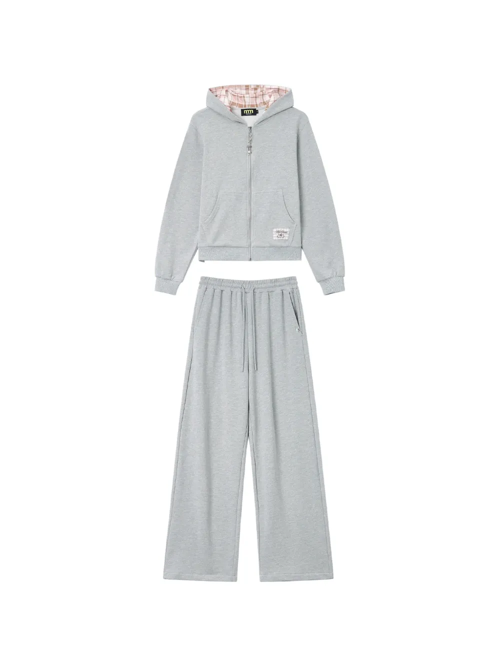 Mini Cream charm-detail hoodie and track pants set - Grigio