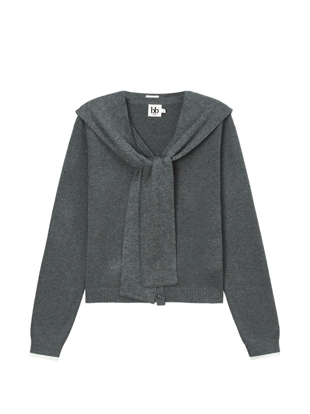 b+ab sailor-collar contrast-trim cardigan - Grigio