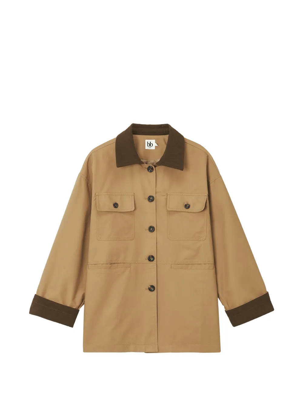 b+ab corduroy-collar patch-pocket jacket - Marrone