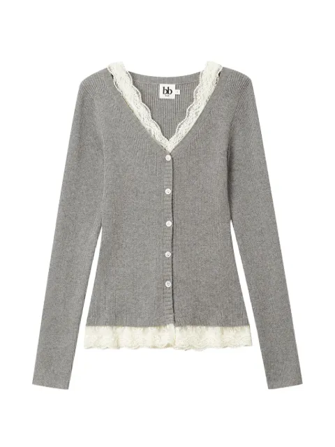 b+ab lace-trim ribbed cardigan