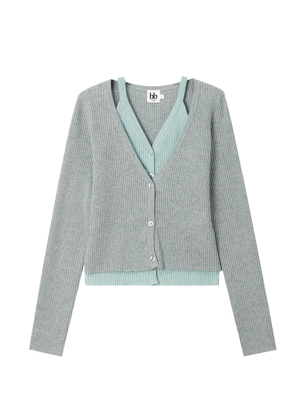 b+ab ribbed-knit layered cardigan