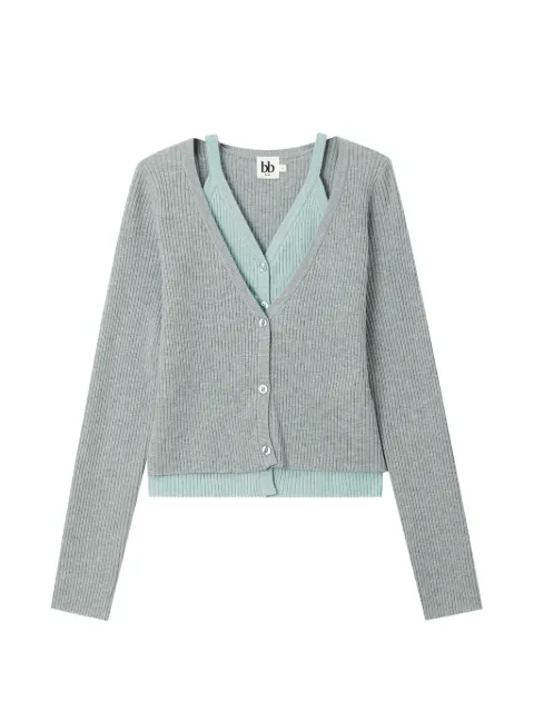 b+ab ribbed-knit layered cardigan