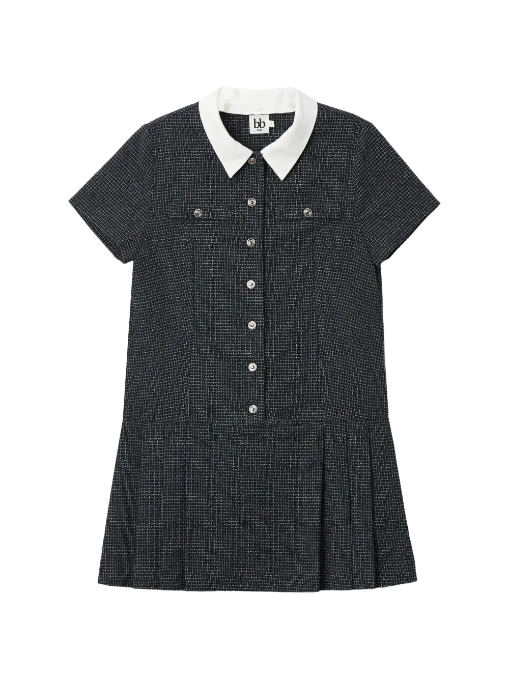 b+ab mini tweed-effect pleated dress - Blu